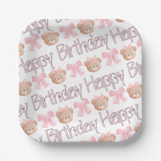 Assiettes En Carton Coquette rose Joyeux Anniversaire