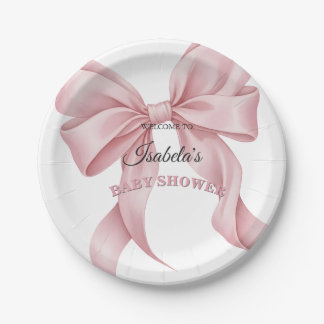 Assiettes En Carton Coquette Rose Ruban Fille Élégante Fête