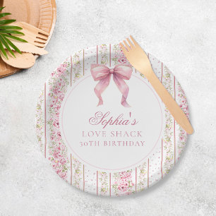 Assiettes En Carton Coquette vintage Pink Bow Love Shack Anniversaire