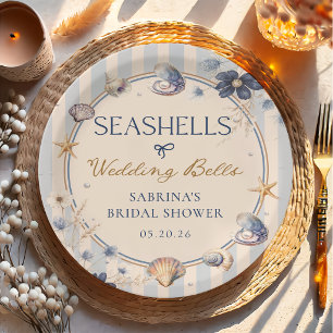 Assiettes En Carton Coquillages et Cloches de Mariage Réception de Mar