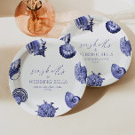 Assiettes En Carton Coquillages et cloches Mariages Fête des mariées é<br><div class="desc">Voici une Affiche de bienvenue d' d'une Fête des mariées de coquillages et de coquillages Mariages Bells Elegant Ocean Blue Seashells !</div>