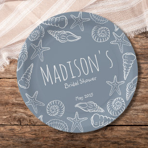 Assiettes En Carton Coquillages et Étoiles de Mer Réception de Mariage