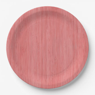 Assiettes En Carton Coral rose bambou bois apparence