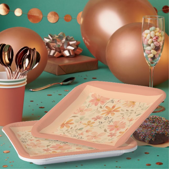 Assiettes En Carton Coral rose doré mélange et match (Multi)
