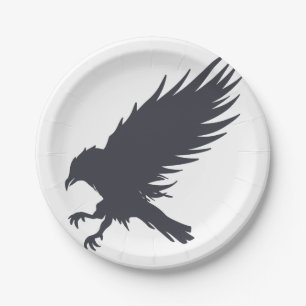 Assiettes En Carton Corbeau noir volant - Choisir la couleur arrière -