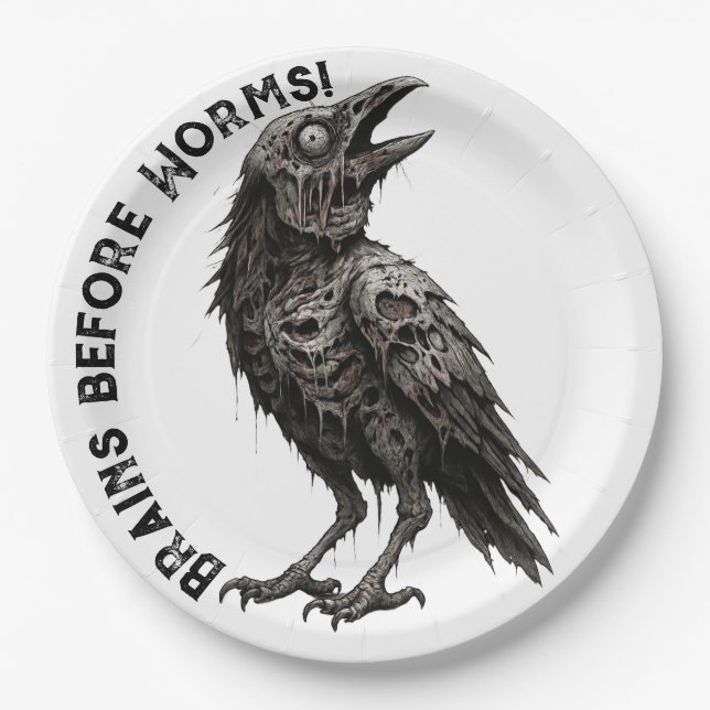 Assiettes En Carton Corbeau zombie (Devant)