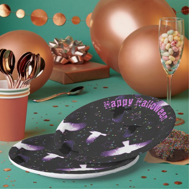 Assiettes En Carton Corbeaux mystiques (Multi)