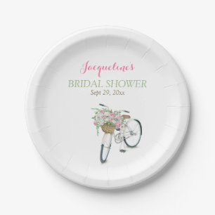 Assiettes En Carton Corbeille de vélo vintage rétro Roses roses