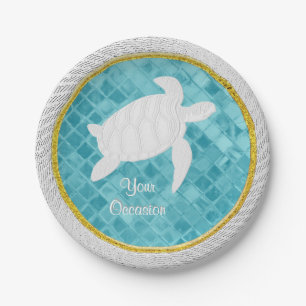 Assiettes En Carton Corde de tortue de mer Aqua Motif de verre de mer
