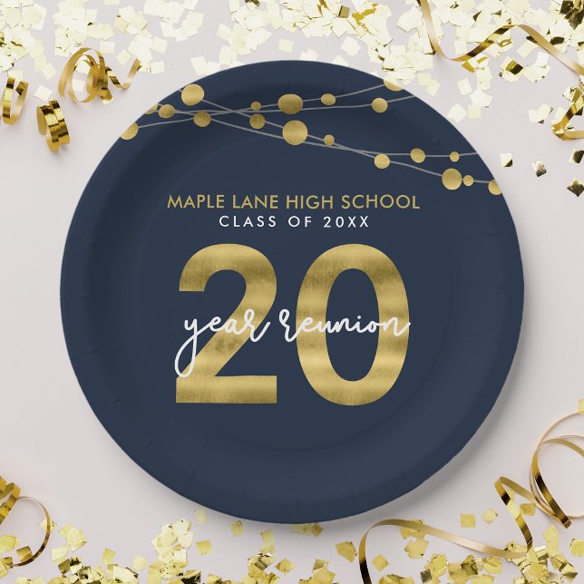 Assiettes En Carton Cordes bleues de lumière 20 ans Classe Réunion (Créateur téléchargé)