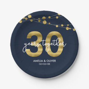 Assiettes En Carton Cordes bleues de lumières 30e anniversaire de fête