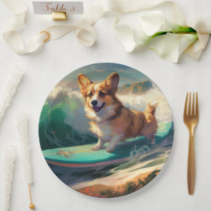Assiettes En Carton Corgi Beach Surf Peinture