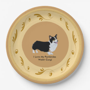 Assiettes En Carton Corgi, brun et or de Gallois de Pembroke