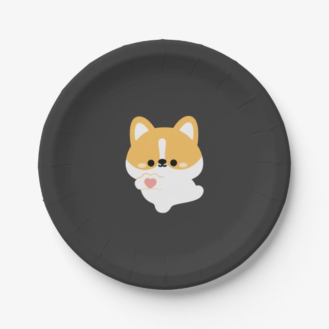 Assiettes En Carton Corgi d'amour (Devant)