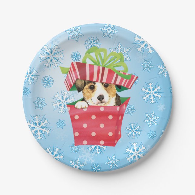 Assiettes En Carton Corgi gallois de Noël (Devant)