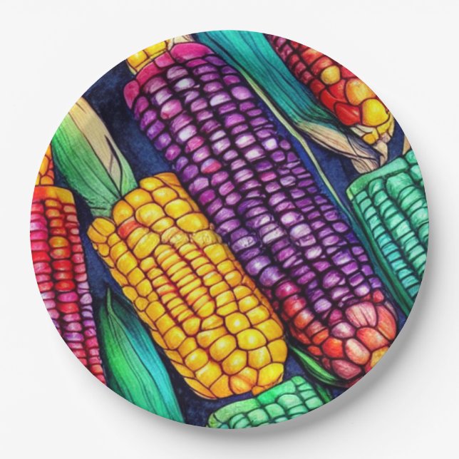 Assiettes En Carton Corn indien (Devant)