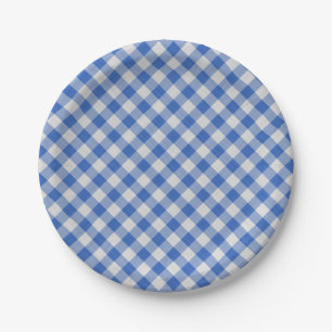Assiettes En Carton Cornflower Blue En vichy Plaid À damiers Motif