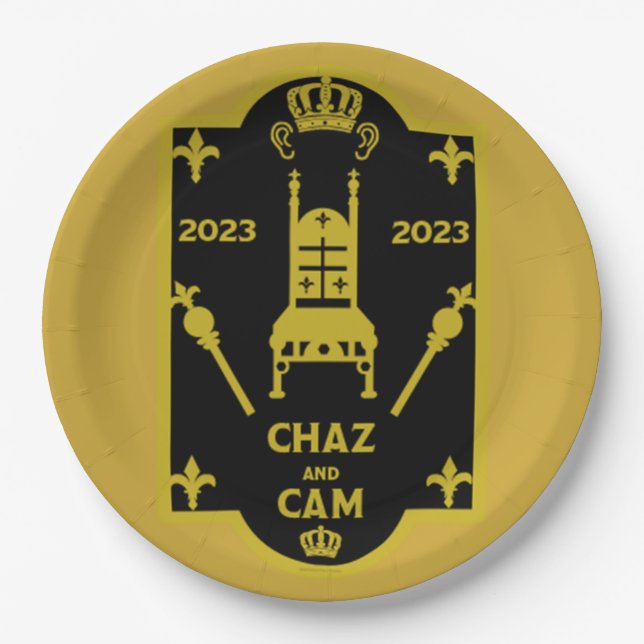 Assiettes En Carton Coronation royale anglaise du roi Charles 2023 (Devant)