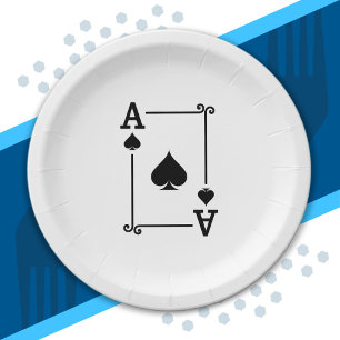 Assiettes En Carton Correspondance Ace Spades Convient À Jouer Cartes