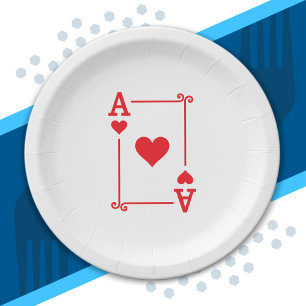 Assiettes En Carton Correspondance Coeurs Ace Convient Jouer Cartes Mo
