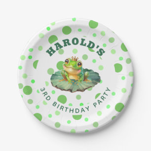 Assiettes En Carton Corte Prince Frog Green Dots fête d'anniversaire