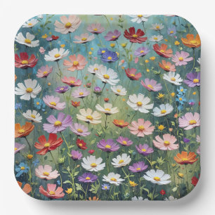 Assiettes En Carton Cosmos Garden Abstrait