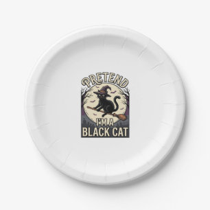 Assiettes En Carton Costume de Chat Noir Vintage Sorcière de Halloween