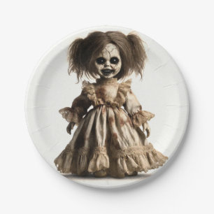 Assiettes En Carton Costume de fête d'Halloween de poupée effrayante e