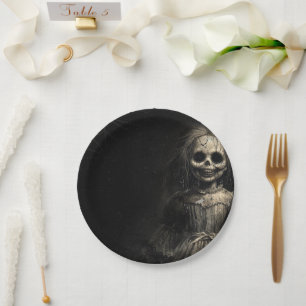 Assiettes En Carton Costume de fête Halloween poupée squelette hanté