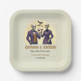 Assiettes En Carton Costume de squelette élégant Cocktail Party Hallow