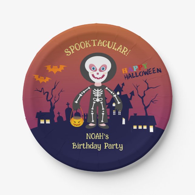 Assiettes En Carton Costume d'Halloween garçon fête d'anniversaire (Devant)