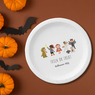 Assiettes En Carton Costume enfant mignon Halloween Plaque de papier d