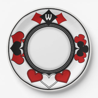 Assiettes En Carton Costumes Art Déco rouge et noir Monogramme