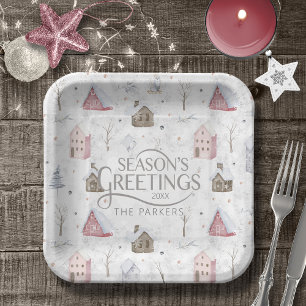 Assiettes En Carton Cosy Home Christmas Pink ID985