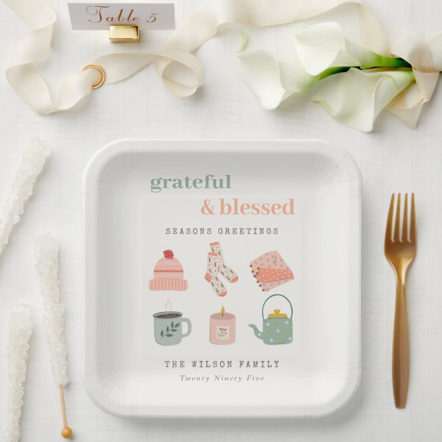 Assiettes En Carton Cosy Scandi Joyeuses Fêtes Essentiel hiver (Mariage)