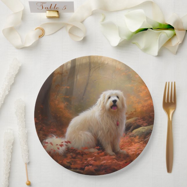 Assiettes En Carton Coton De Tulear en automne Leaves automne Inspire (Mariage)