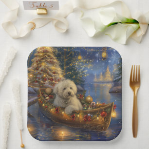 Assiettes En Carton Coton De Tulear Noël Festive Voyage