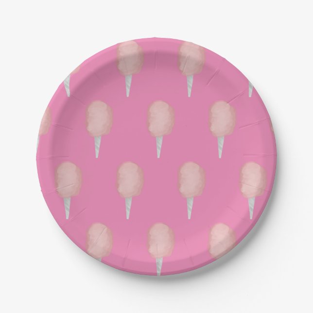 Assiettes En Carton Cotton Candy Circus Carnival Pink Party (Devant)