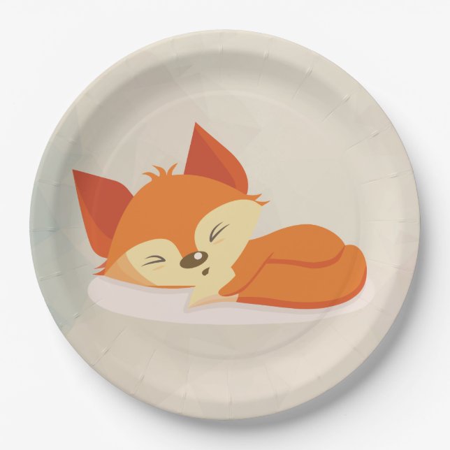 Assiettes En Carton Couchage de Fox orange mignon (Devant)