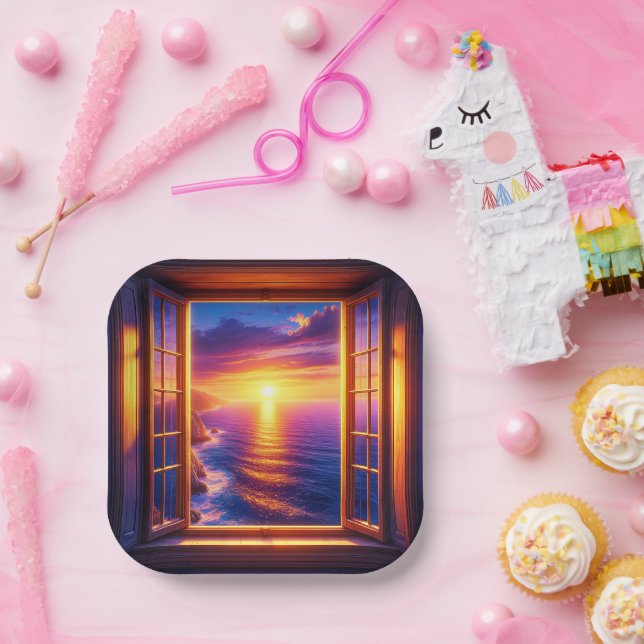 Assiettes En Carton Coucher de soleil (Fête)