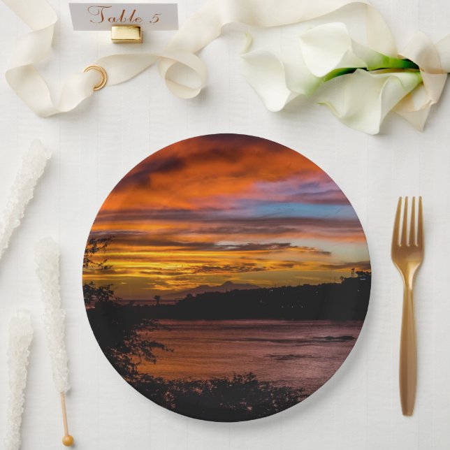 Assiettes En Carton Coucher de soleil à Praia, Cap Vert (Mariage)
