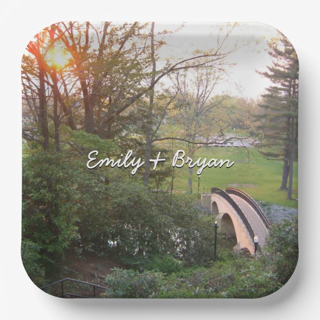 Assiettes En Carton Coucher de soleil au Rainbow Bridge à Grove City C (Recto)