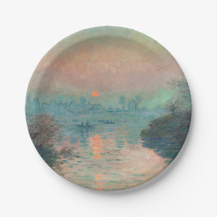 Assiettes En Carton Coucher de soleil de Monet sur la Seine Impression