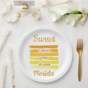 Assiettes En Carton Coucher de soleil mignon en Floride
