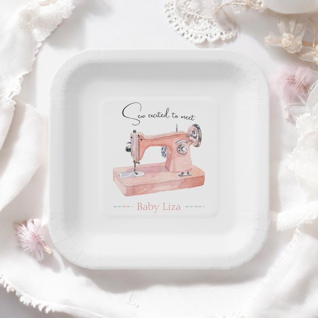 Assiettes En Carton Coudre beaucoup d'amour Pastel Aquarelle Baby show (Créateur téléchargé)