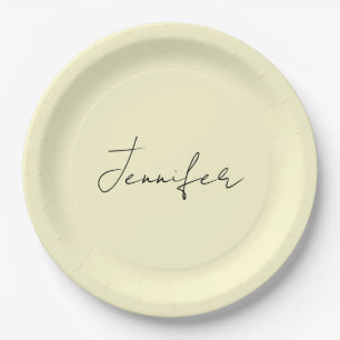 Assiettes En Carton Couleur crème élégant minimaliste moderne nom simp
