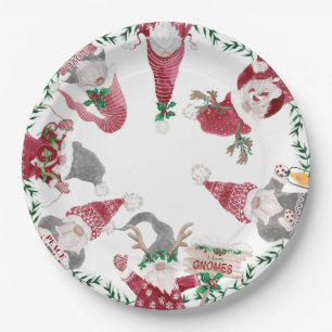 Assiettes En Carton Couleur d'aquarelle rouge gris gris
