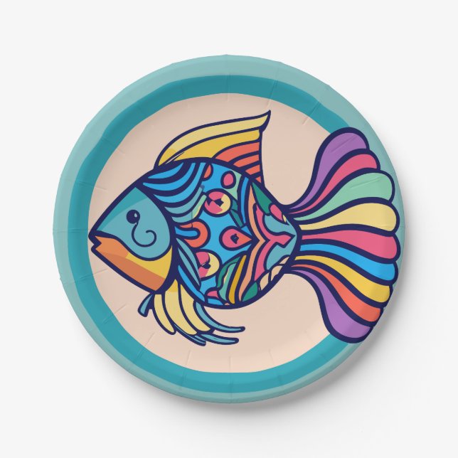 Assiettes En Carton couleur de poisson (Devant)