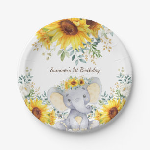 Assiettes En Carton Couleur d'eau de l'Eléphant Fleurs de soleil 1er 