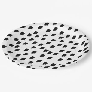 Assiettes En Carton Couleur d'eau noir et blanc